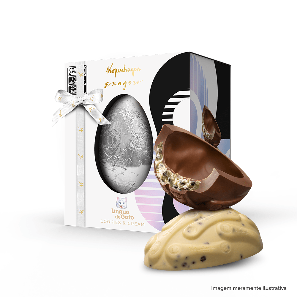 Ovo de Páscoa Exagero Língua de Gato Black & White Cookies And Cream 370G