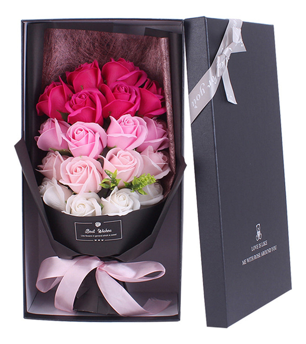 18 Peças De Buquê De Sabonete Perfumado E Rosas, Presente Pa