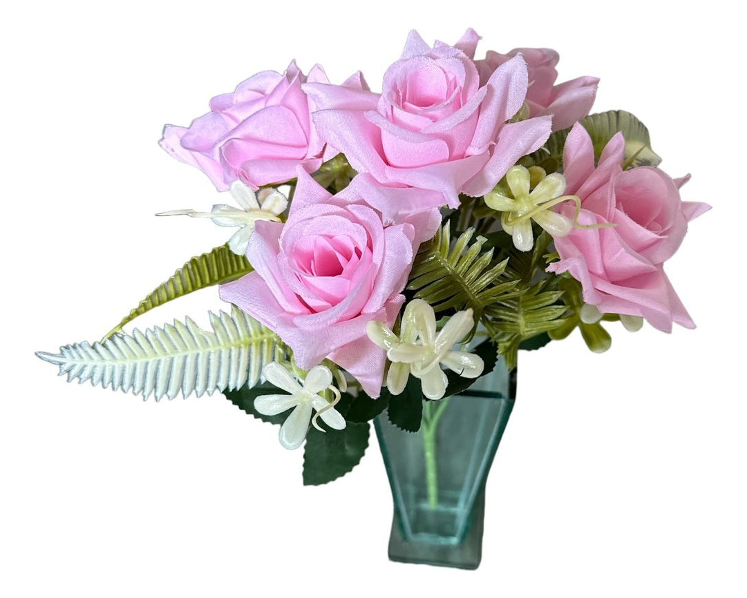 Buquê De Rosas Lm Em Tecido - 28 Cm, Cores Variadas