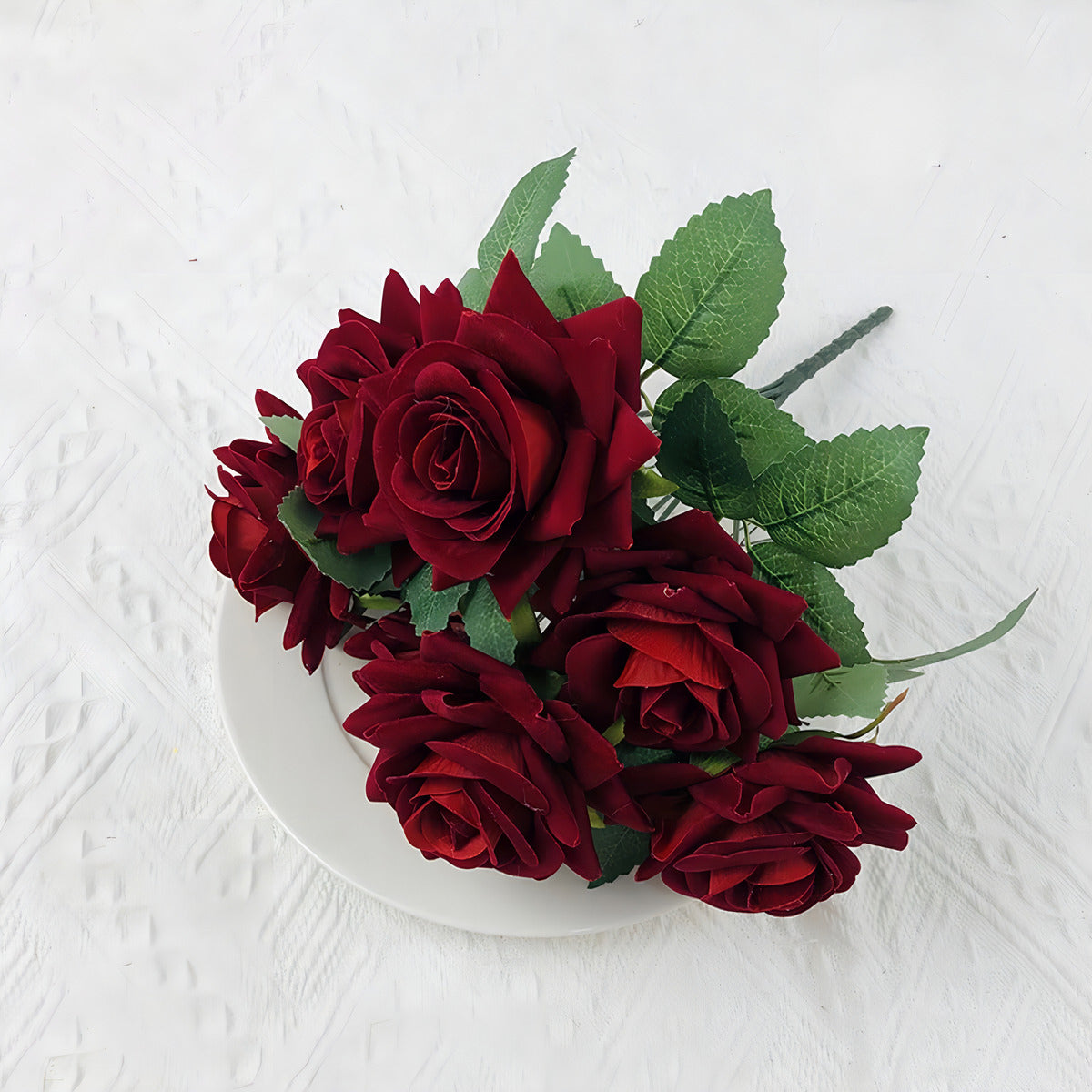2 Buquê Rosa Flor Artificial C/folhagem Decoração Casamento Cor Marsala