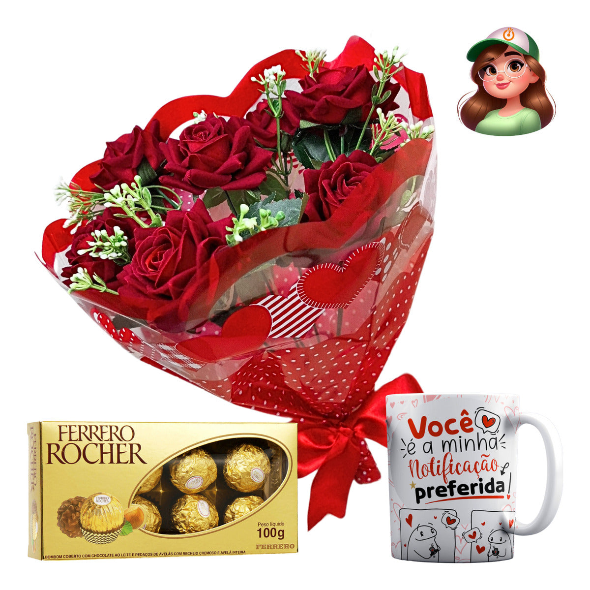 Buquê De Rosas | Caneca A Sua Escolha | Ferrero Rocher