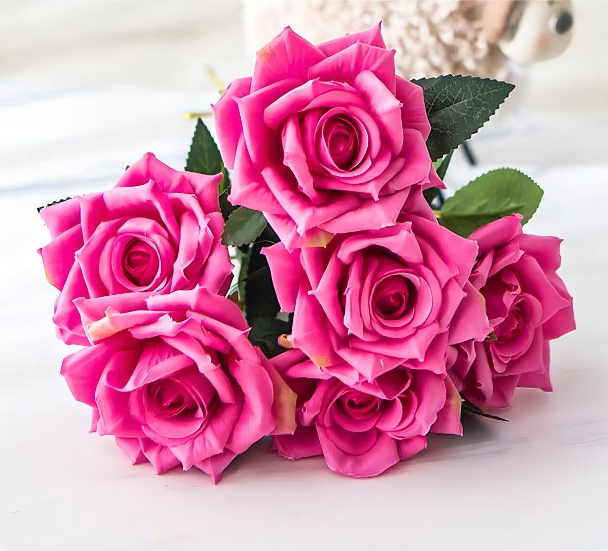 2 Buquê Rosa Flor Artificial C/folhagem Decoração Casamento Cor Marsala