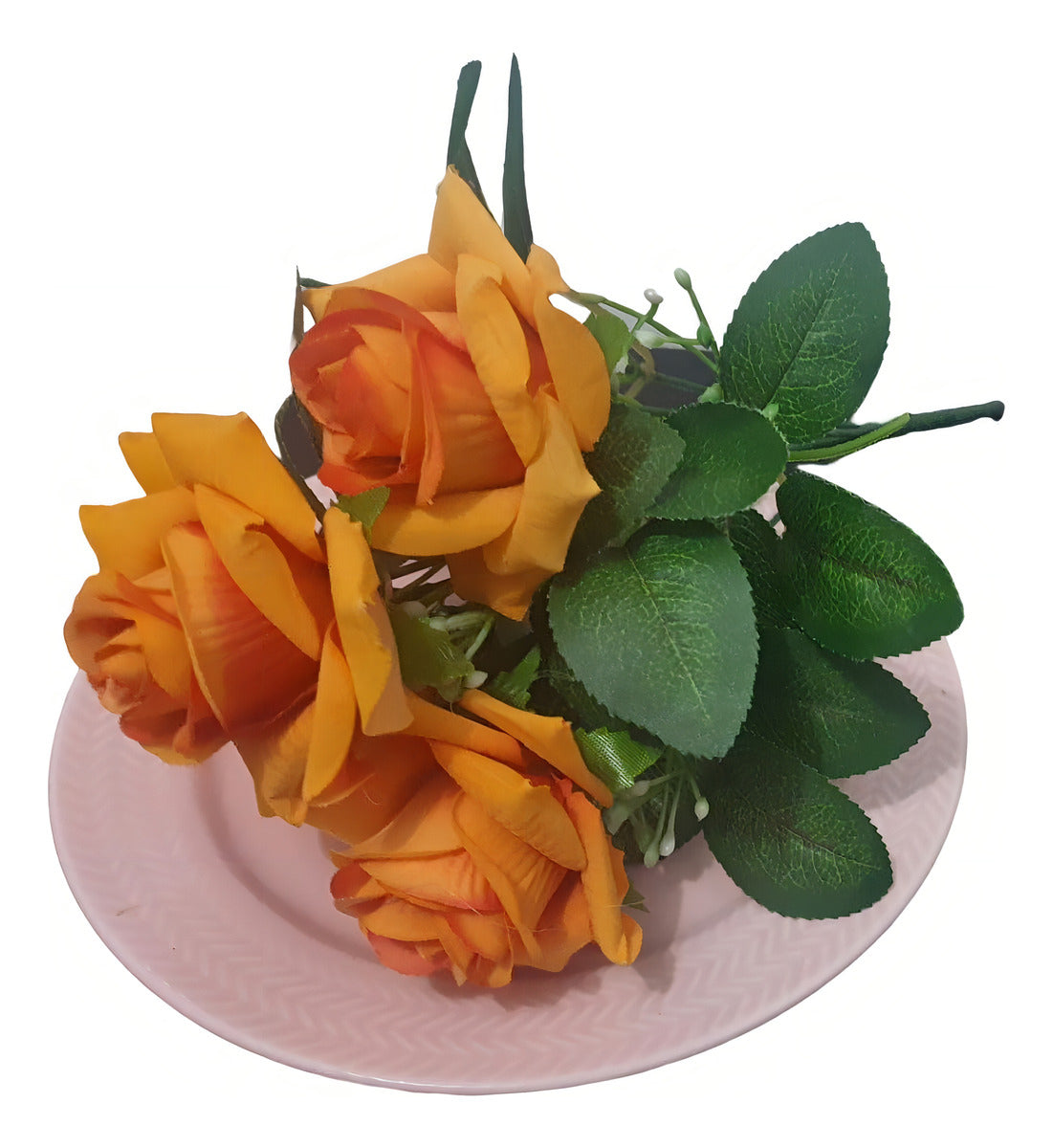 2 Buquê Rosa Flor Artificial C/folhagem Decoração Casamento Cor Marsala